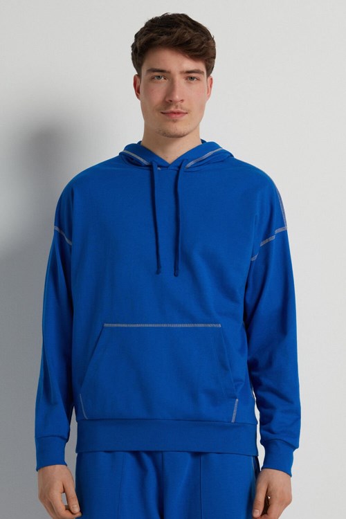 Tezenis Long Sleeve Seamed Hoodie Sweatshirt Blå Mörk | NYRQJ-0186