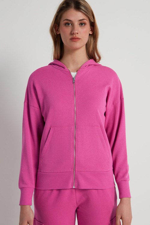 Tezenis Long-Sleeve Zip-Up Hoodie Rosa Fuchsia Rosa | APCND-6138