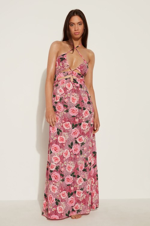 Tezenis Long Viscose Fabric Criss-Cross Klänning Rosa Rosa | WHVZB-6847