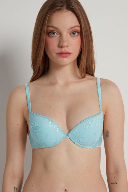Tezenis Los Angeles Paradise Spets Super Push-Up Bra Ljusblå Ljusblå | KQOEY-2750