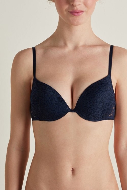 Tezenis Los Angeles Recycled Spets Super Push-Up Bra Blå Blå | CFQJR-0394