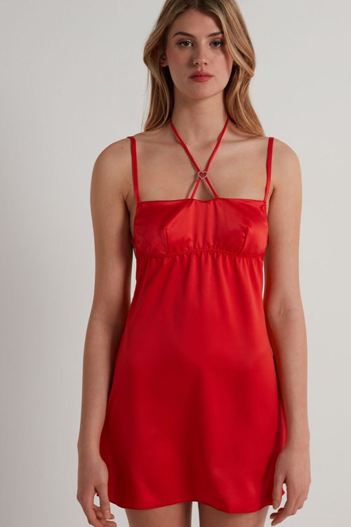 Tezenis Love Potion Satin Slip Röda Röda | BKCRA-0765