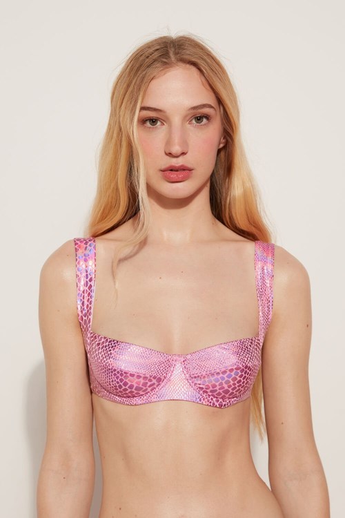 Tezenis Lovely Snake Balconette Bikini Top Rosa Rosa Ormskinn | EZQDS-6783