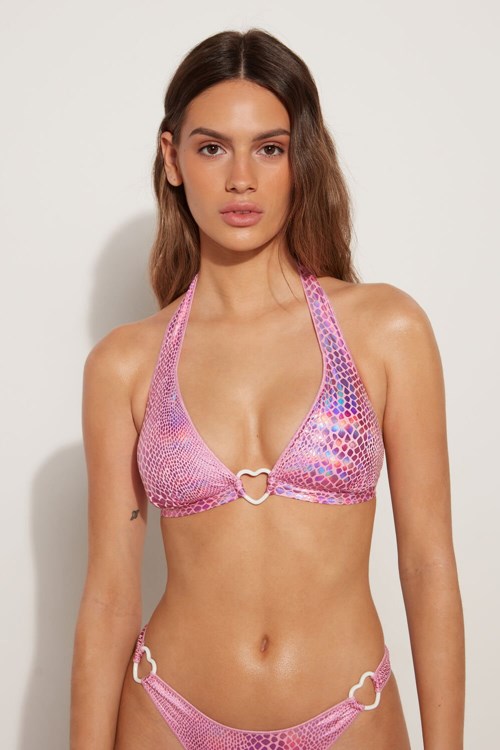 Tezenis Lovely Snake Breda-Rem Triangle Bikini Top Rosa Rosa Ormskinn | UQEKC-8169