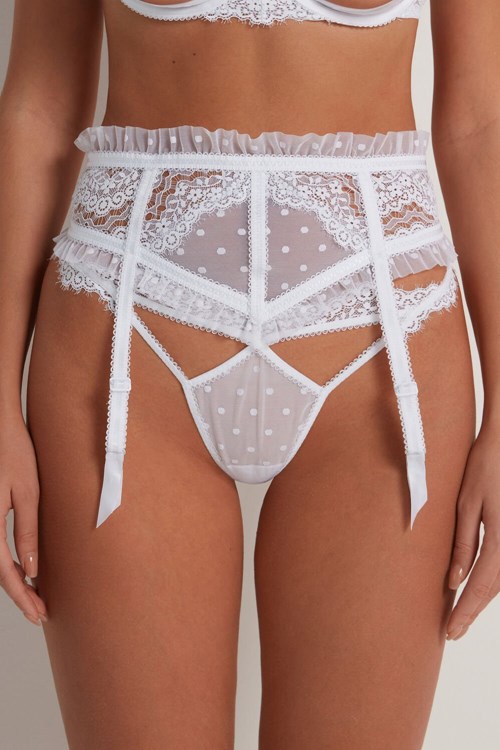 Tezenis Marry Me Spets Garter Belt Vita Vita | MBOKI-5483