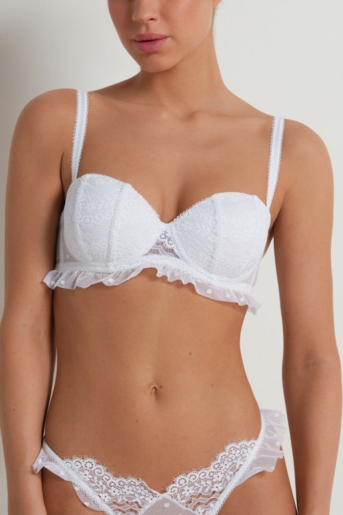 Tezenis Marry Me Spets Madrid Ultra-Vadderad Bandeau Bra Vita Vita | HMUEJ-3286