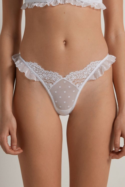 Tezenis Marry Me Spets Ruched High-Cut Brazilian Panties Vita Vita | GVWHO-6943