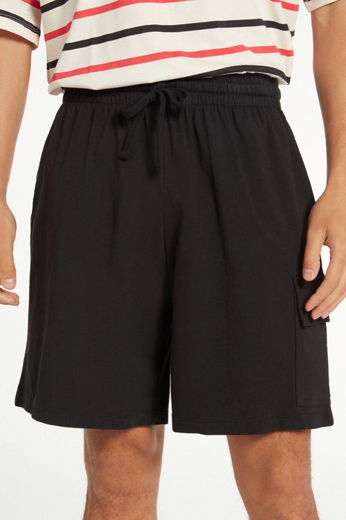 Tezenis Men’s Bomull Shorts with Pockets Svarta Svarta | VZMTQ-3628