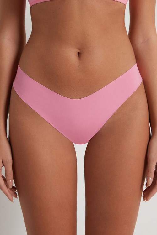 Tezenis Microfiber V-Shaped Laser-Cut Brazilian Panties Rosa Rosa | AGXJO-5617