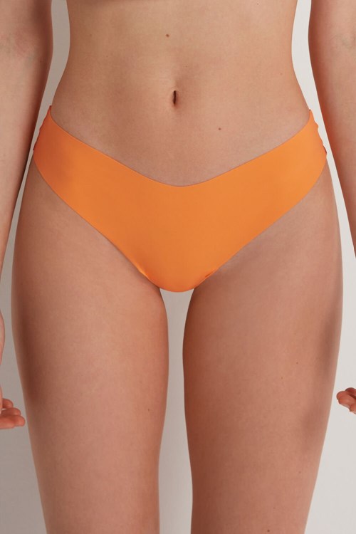 Tezenis Microfiber V-Shaped Laser-Cut Brazilian Panties Orange Orange | YWPVH-8765