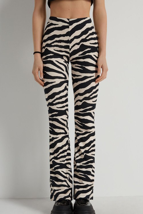 Tezenis Milano Stitch Light Dance Pants Animal Milk White/Black Zebra Print 306v | UACJM-3981