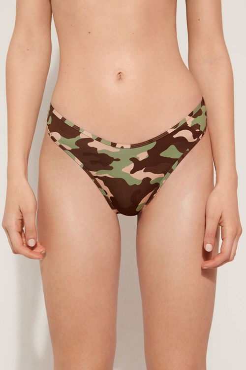 Tezenis New Camo Family High-Cut Brazilian Bikini Bottoms Olika Färger Camo | KHGXO-6451