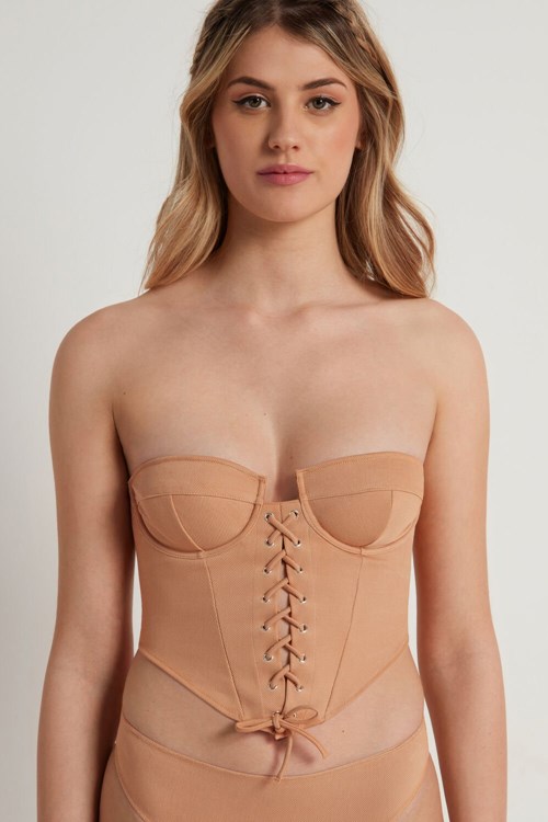 Tezenis Nude String Bandeau Balconette Bra Top Mörk | ZLICJ-5314