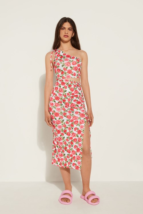 Tezenis One-Shoulder Gathered Midi Klänning Rosa | AWRLT-5067