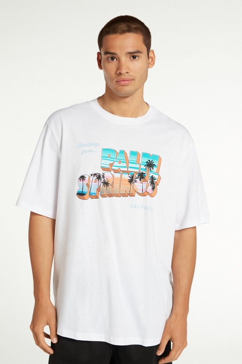 Tezenis Oversized Bomull T-Shirt Vita | JPLNT-6371