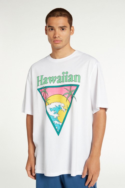 Tezenis Oversized Bomull T-Shirt Vita | ZEPWO-4781