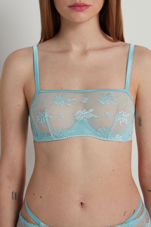 Tezenis Paradise Spets Bandeau Balconette Bra Ljusblå Ljusblå | QKPYB-4807