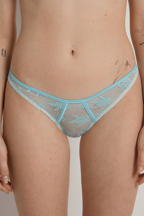 Tezenis Paradise Spets High-Cut Brazilian Panties Ljusblå Ljusblå | TPJSL-2571