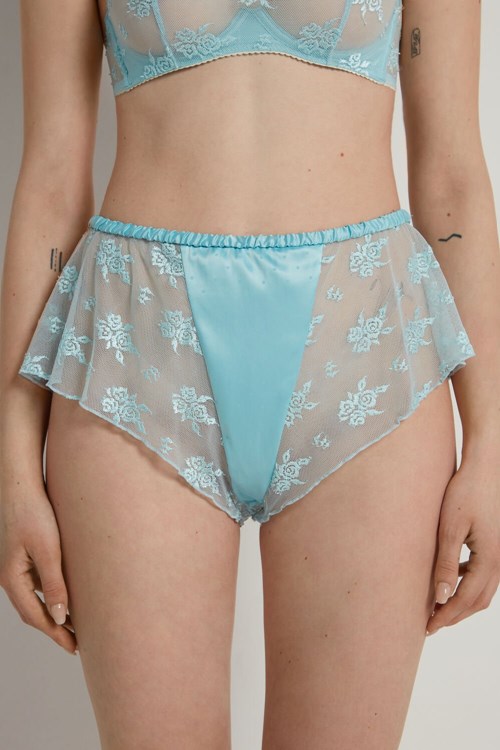 Tezenis Paradise Spets High-Midja Shorts Ljusblå Ljusblå | BQNZI-5023