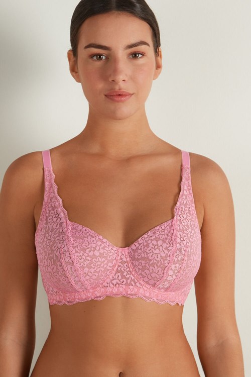 Tezenis Paris Recycled Spets Unpadded Balconette Bra Rosa Rosa | CHUAI-4852