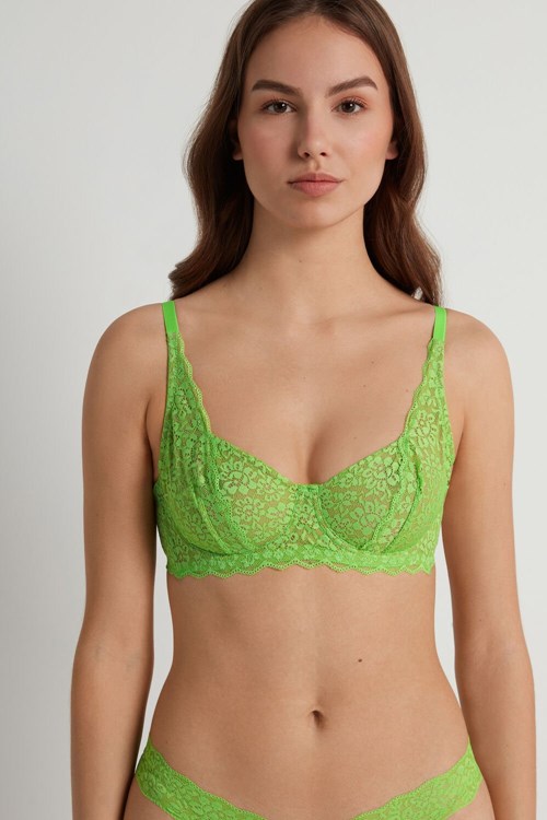Tezenis Paris Recycled Spets Unpadded Balconette Bra Gröna Gröna | NUDHZ-6498
