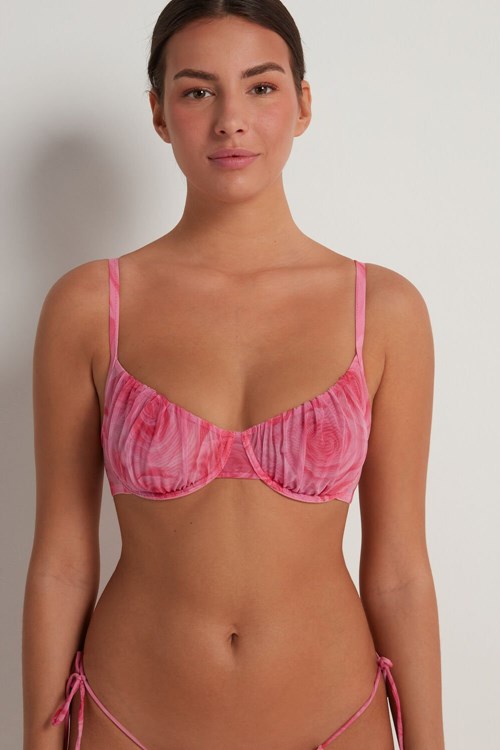 Tezenis Paris Romantic Roses Balconette Bra Rosa Rosa | UYACB-5394