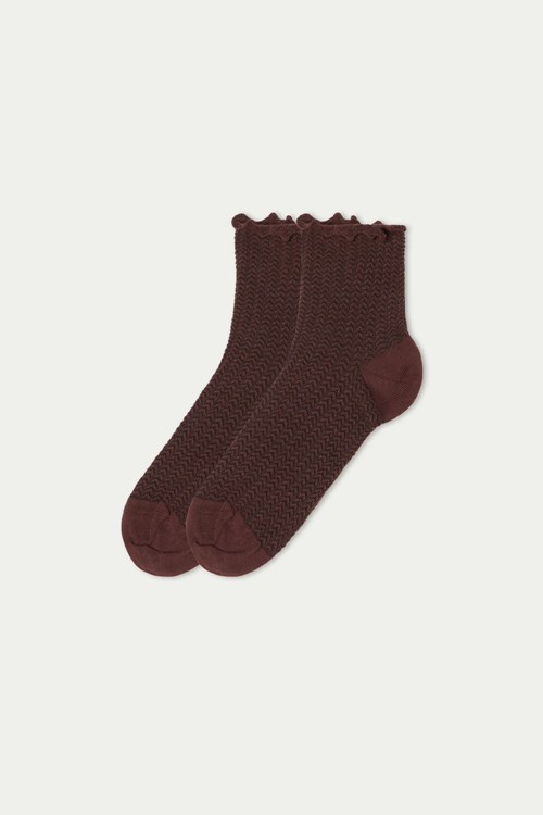 Tezenis Patterned Bomull Crew Socks Bruna Bruna | KJFQC-5614