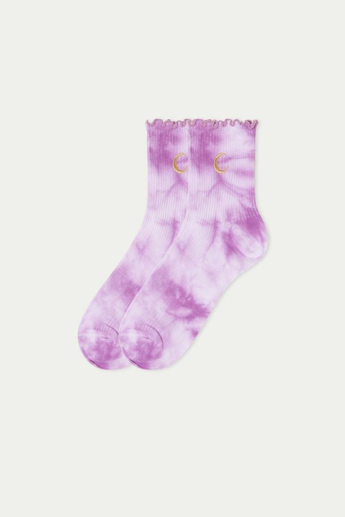 Tezenis Patterned Bomull Crew Socks Lila | HJLCG-8275
