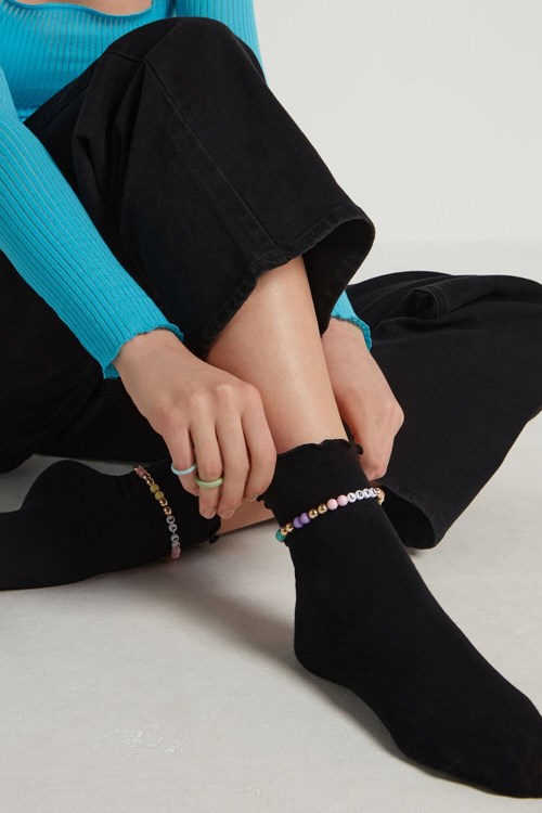 Tezenis Patterned Bomull Crew Socks Svarta Svarta | XSZOD-9403