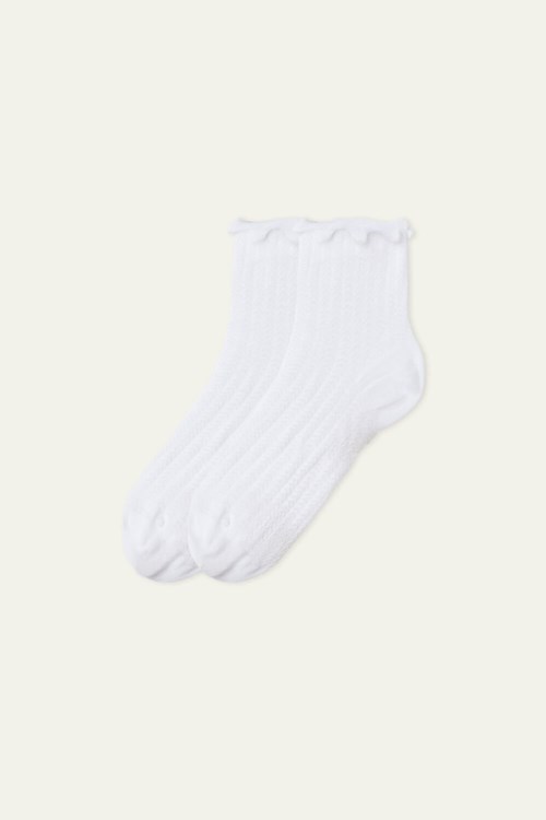 Tezenis Patterned Bomull Crew Socks Vita | DFYPB-2569