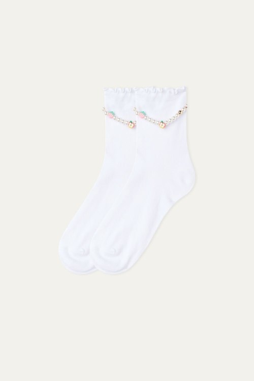 Tezenis Patterned Bomull Crew Socks Vita | FBUSN-6741