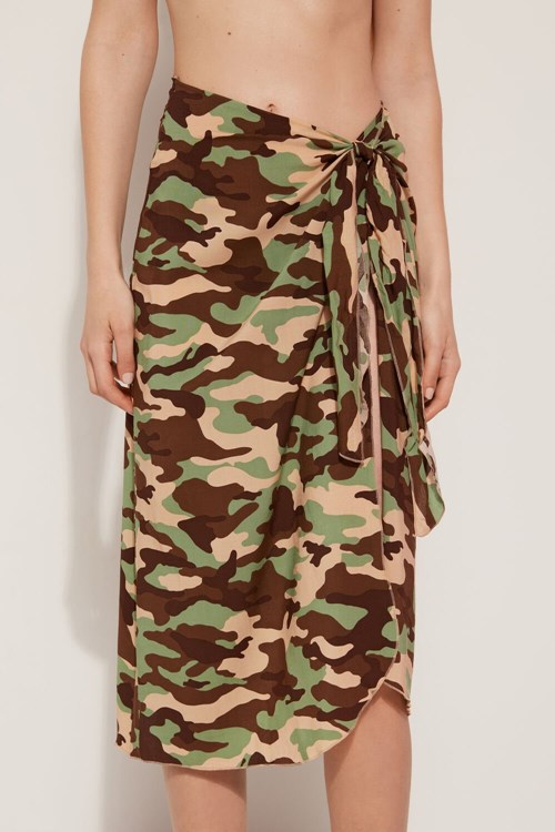 Tezenis Plain Weave Midi Pareo Skirt Olika Färger Camo | MTARV-3581