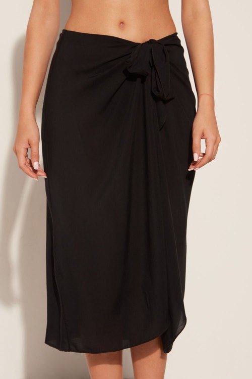 Tezenis Plain Weave Midi Pareo Skirt Svarta Svarta | IARXQ-2504