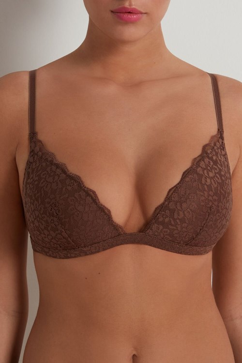Tezenis Positano Spets Vadderad Triangle Bra Bruna Bruna | JQYEO-3294