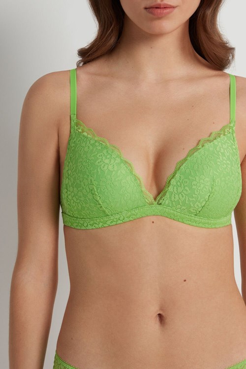 Tezenis Positano Spets Vadderad Triangle Bra Gröna Gröna | KFUZQ-4632