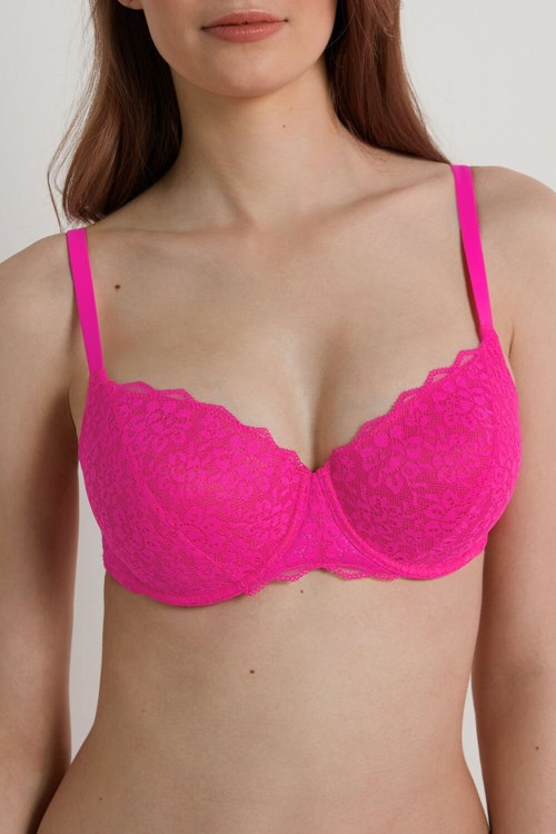Tezenis Prague Full Cover Recycled Spets Balconette Bra Rosa Fuchsia | DRENG-6491