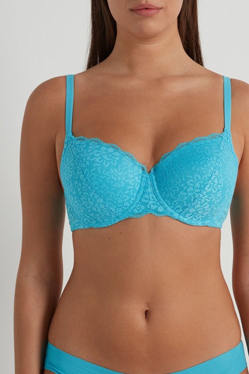 Tezenis Prague Full Cover Recycled Spets Balconette Bra Ljusblå Blå | QDRCB-6942
