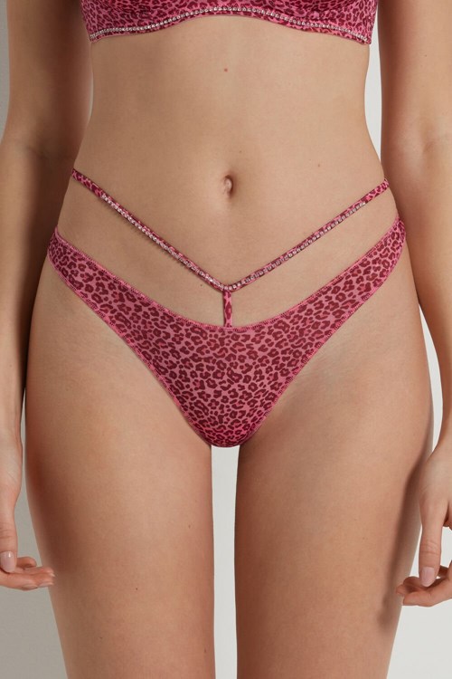 Tezenis Pretty Leopard High-Cut Brazilian Panties Rosa Leopard | XRNAL-7249