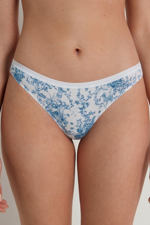 Tezenis Printed Bomull Brazilian Brief Ljusblå | LPNDI-7096