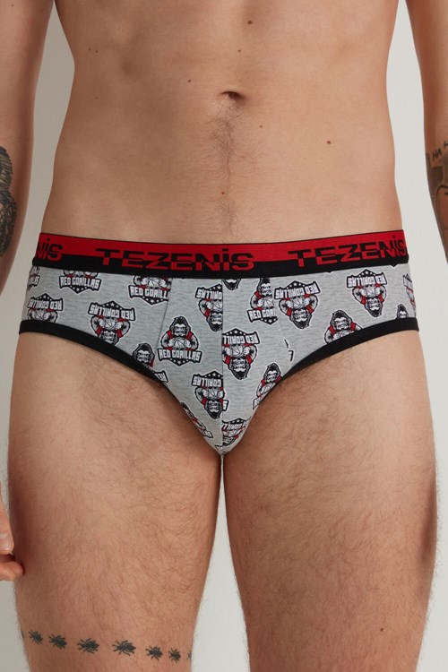 Tezenis Printed Bomull Briefs with Logo Elastic Waistband Grå Ljus | XYAUC-1653