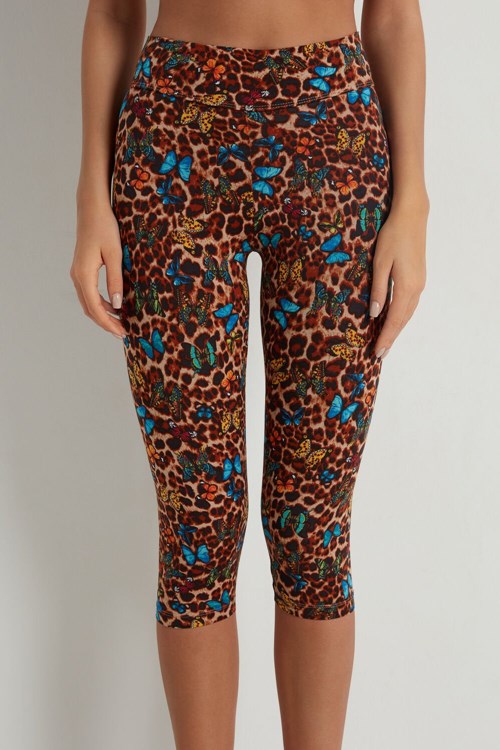 Tezenis Printed Bomull Capri Leggings Animal Animal-print Butterfly Print 573v | AGRNI-1234