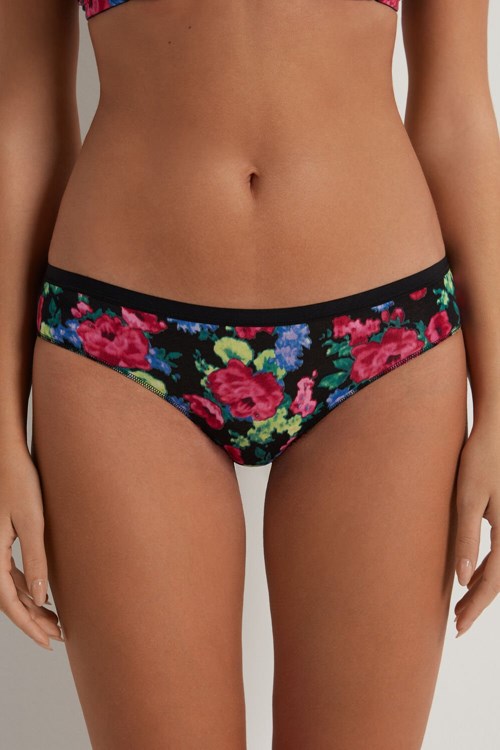 Tezenis Printed Bomull Panties Svarta | WNZHK-0862