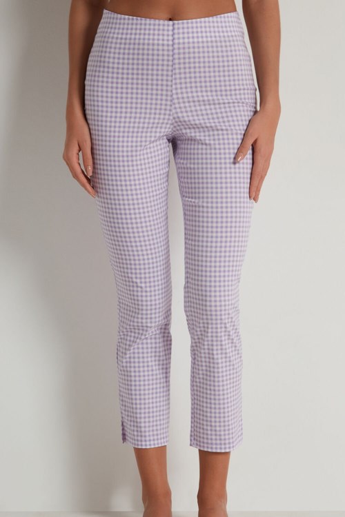 Tezenis Printed Capri Leggings Violet Pastel Lilac Gingham Print 334v | SGTNX-0691