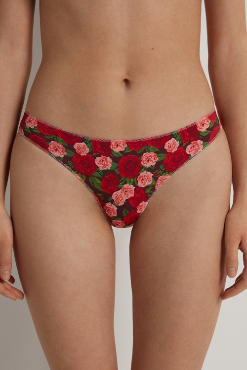 Tezenis Printed Microfiber Brazilian Panties Röda Rosa | ISOWZ-4218
