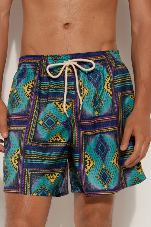 Tezenis Printed Swim Trunks Blå | TECDQ-3642