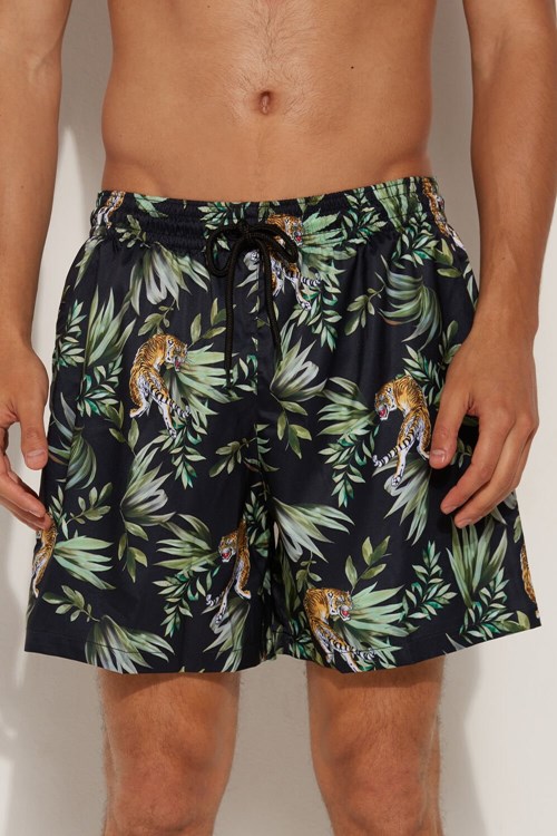 Tezenis Printed Swim Trunks Floral Jungle Tiger Print 585v | VHZCB-0715