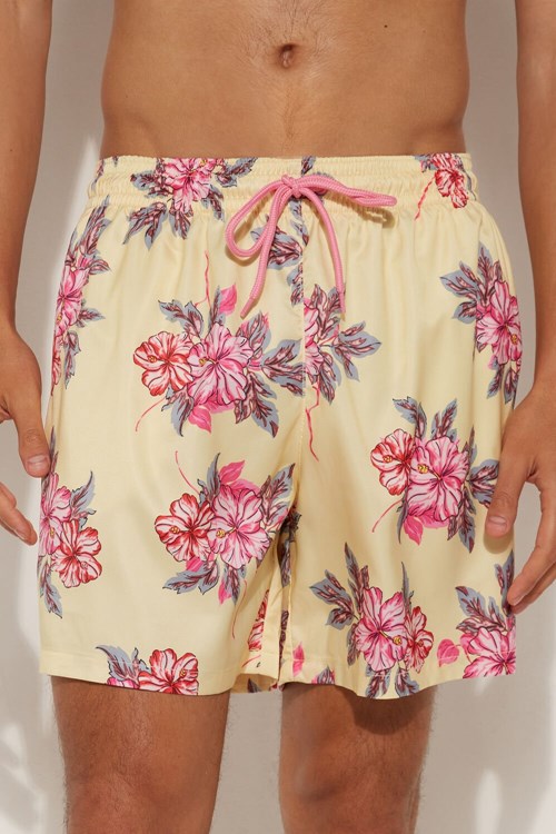 Tezenis Printed Swim Trunks Gula | DEFAL-4602