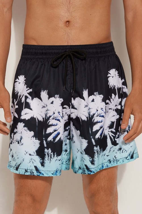 Tezenis Printed Swim Trunks Svarta Svarta | SPKWM-8523