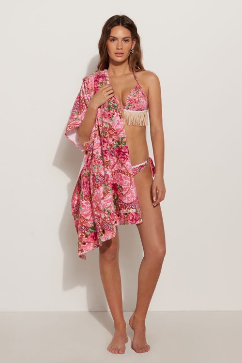 Tezenis Printed Terry Cloth Beach Towel Rosa | LRMTQ-4215