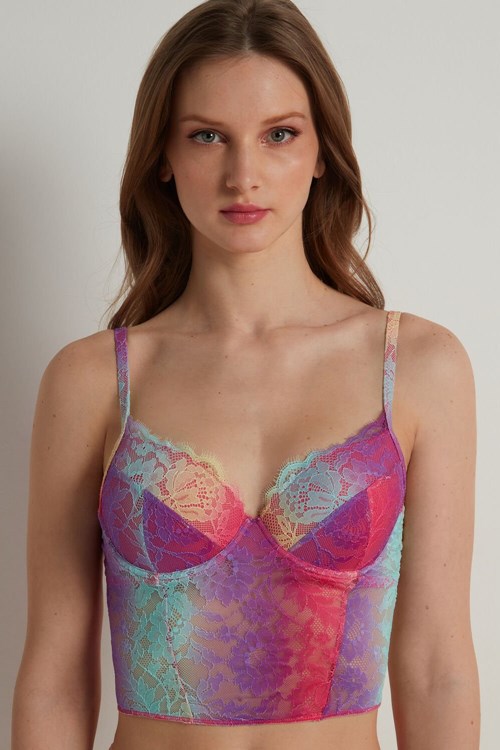Tezenis Rainbow Spets Push-Up Bra Top Olika Färger | XRZOM-0236